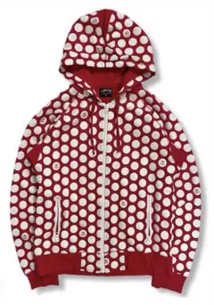 z*y様 00s oldstussy ドット柄　ジップパーカー　赤　M oops