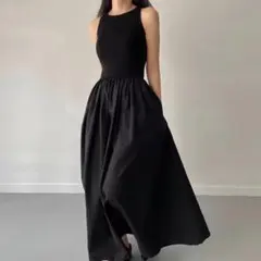 サマーニット　ロングワンピース　ノースリーブ　ドレス　パーティー　半袖　夏服