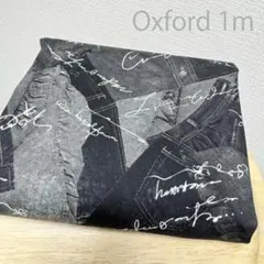 クールな英字プリント★ブラックデニムのコラージュ柄★綿オックス生地1m★