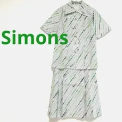 ★ヴィンテージ ホワイト×グリーン総柄昭和レトロセットアップ シャツ×スカート