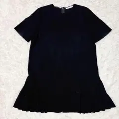 ザラZARA 半袖プリーツペプラムフレアチュニック ブラウス 黒 a2277のサムネイル