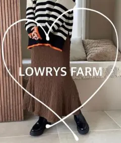 【LOWRYS FARM】フクレジャガードフレアスカート　ブラウン　茶