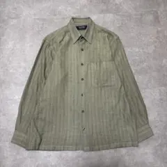 ビンテージ GIANNI VALENTINO ヘリンボーンシャツ セージグリーンのサムネイル