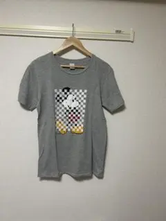 M.V.P. ミッキーマウス チェック柄 Tシャツ グレー