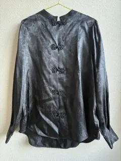 黒のペイズリー柄長袖シャツ サイズF