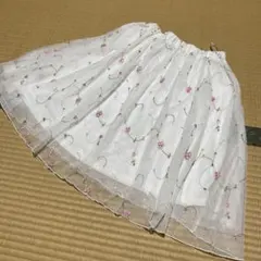 コルザ COLZA チュールスカート M 白 花柄刺繍 ピンク Honey'sのサムネイル