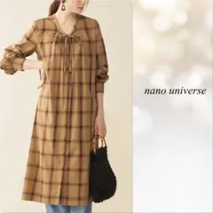 【nano universeナノユニバース】新品ボータイチェックワンピース
