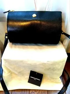 Sonia Rykielビンテージ 黒 レザー筒型 ショルダーバッグ日本製品