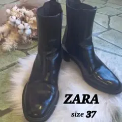 ZARA サイドゴアブーツ チェルシーブーツ ブラック 37　24cm