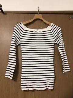 AZUL by moussy⭐︎ビジュー付ボーダー9分丈ニット　Sサイズ