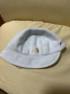 familiar ベビー帽子 水色 チェック柄