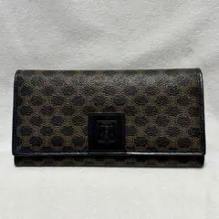 CELINE セリーヌ 長財布 マカダム キャンバス レザー グレー×ブラック
