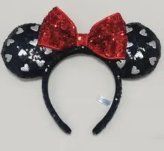 【美品】ディズニー カチューシャ スパンコール ハート 刺繍