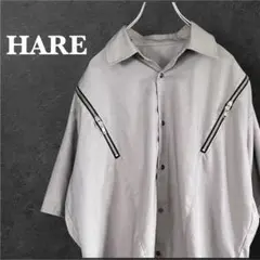 HYKE 22SS パワーショルダー ブラウス ストライプ ネイビー ホワイト