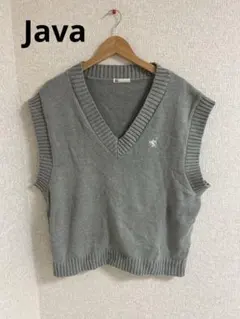 <JaVa ジャバコラボ>ワンポイント刺繍力 レッジニットベストのサムネイル