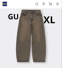 美品 GU バレルレッグジーンズ ブラウン XLのサムネイル