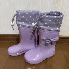 arisana キッズ レインブーツ 長靴 パープル リボン可愛い♡16㎝