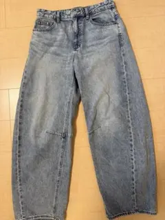 GU ライトブルー ワイドデニムパンツ L
