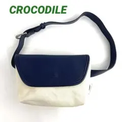 CROCODILE クロコダイル キャンバス ベルト付き バッグ ネイビー