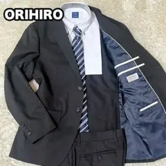 ✨美品✨ ORIHIROビジネス スーツ ブラック ストライプ 通年 背抜き S