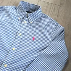 【極美品】ラルフローレン ギンガムチェックシャツ 希少サイズ0★ピンクポニー