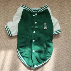 フリース犬服 緑色 クマ刺繍付き 2XL