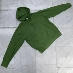 GLOBAL WORK パーカー プルオーバー フード付き 無地 グリーン系 M