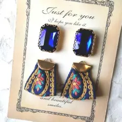 MOKUBA　ビジュー　ビンテージ　チロリアンテープ　リボン　ピアス　イヤリング