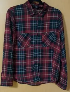 FOREVER 21 チェック柄 シアーシャツ 赤 Mサイズのサムネイル