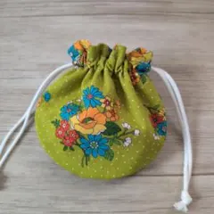 巾着　ハンドメイド　まんまる巾着　昭和　レトロ