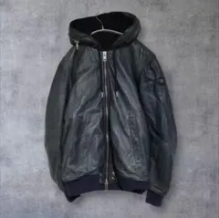 00s DIESEL archive leather hoodie y2k 紺