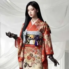 振袖フルセット(7点)成人式・古典柄(牡丹・梅・菊・飛鶴・正絹 - メルカリ