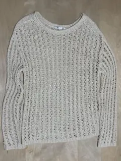 GU アイボリー 編み目模様 セーター Sサイズ