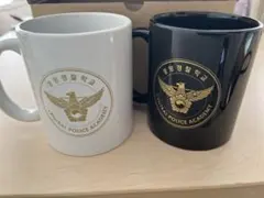 韓国 中央警察学校 公式記念マグカップ ペアセット（白×黒）非売品・箱あり