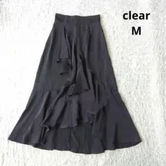 【クリア】フリル ロングスカート フィッシュテール　アシンメトリー　黒　モードのサムネイル