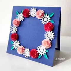 メッセージカード　誕生日　お祝い　結婚記念品　バラ　ハンドメイド　No.R3