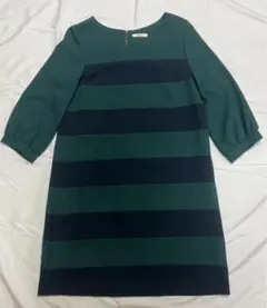 シンプリシティエ　ワンピース　グリーン×ネイビー