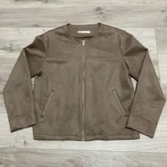 ikka ブラウン ノーカラージャケット　Lサイズ