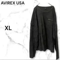 アヴィレックス　AVIREX USA　長袖　ロンT　迷彩　ブラック　XL