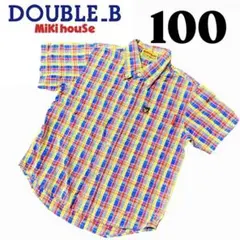 【当時物】ミキハウス ダブルビー チェック シャツ Bくん 半袖 レトロ 100