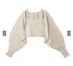 GRL グレイル ボリュームスリーブカーディガンXケーブル編みニットアンサンブル