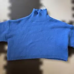 ZARA 青 ハイネック クロップドセーター S