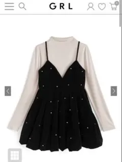 ビジューベロアキャミソールミニワンピース×ボトルネックトップスセットアップ