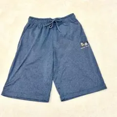 yt524 良品✨ディズニー スウェットハーフパンツ 紺 ワンポイント ミッキーのサムネイル