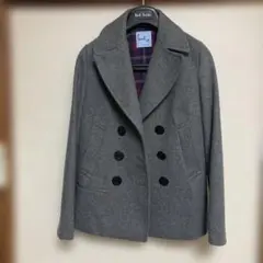 グレー ダブルブレスト ピーコート女性