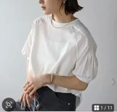 BONJOUR SAGAN 袖プリーツTシャツ　オフ白のサムネイル