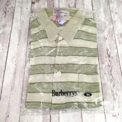 Burberrys 半袖ポロシャツ M 緑/ベージュストライプ