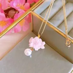 春 桜 スワロフスキー レディース お洒落 ハンドメイド ネックレス