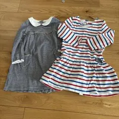 ストライプ長袖ワンピース2点セット24m86cm