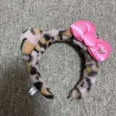 ヒョウ柄ピンクリボンカチューシャ キティ ユニバ